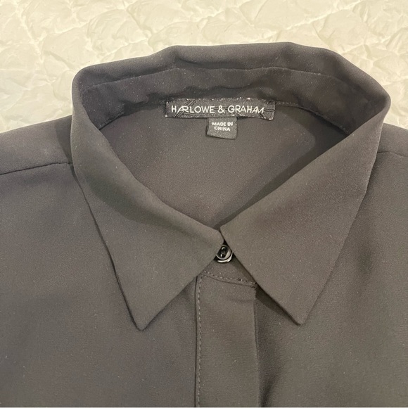 Harlow and Graham pleated sheer button up shirt - Picture 9 of 17